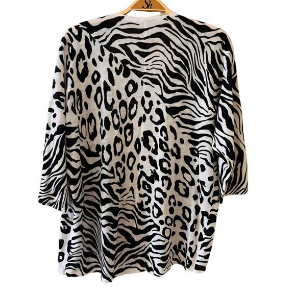 Chico’s Genevra Cardigan Size S Small Open Front Zebra Print NWT Black White - Picture 3 of 4